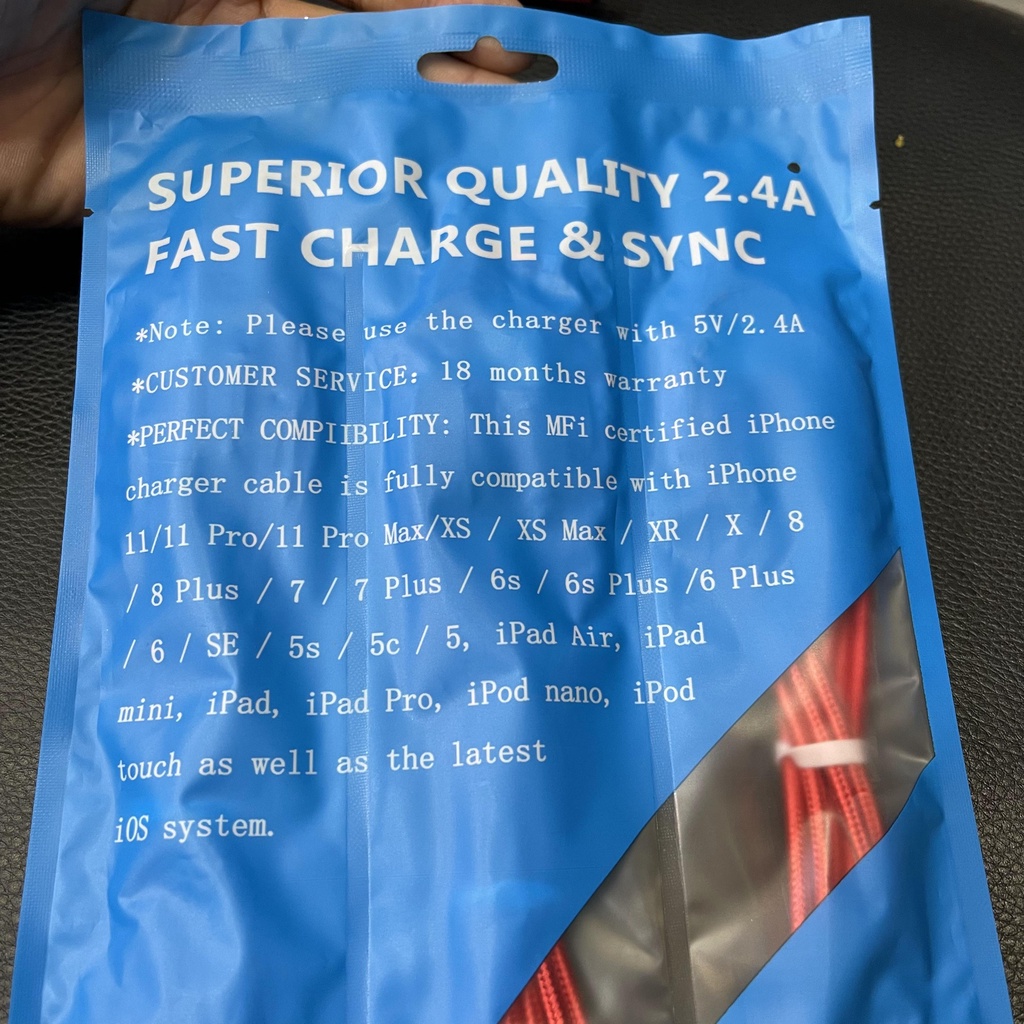 Cáp Sạc Nhanh IP Dây Dù 2M Nội Địa - Màu Sắc Đa Dạng - Siêu Bền Bảo Hành 3 Tháng