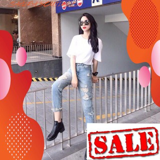 Quần baggy jean nữ rách-form chuẩn-co giãn tốt