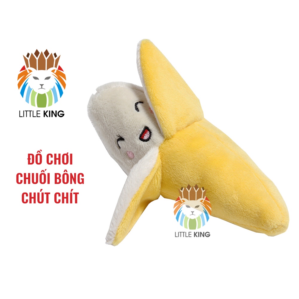 Đồ chơi cho chó mèo Chuối nhồi bông phát ra âm thanh chút chít giúp giảm stress cho thú cưng Little King pet shop