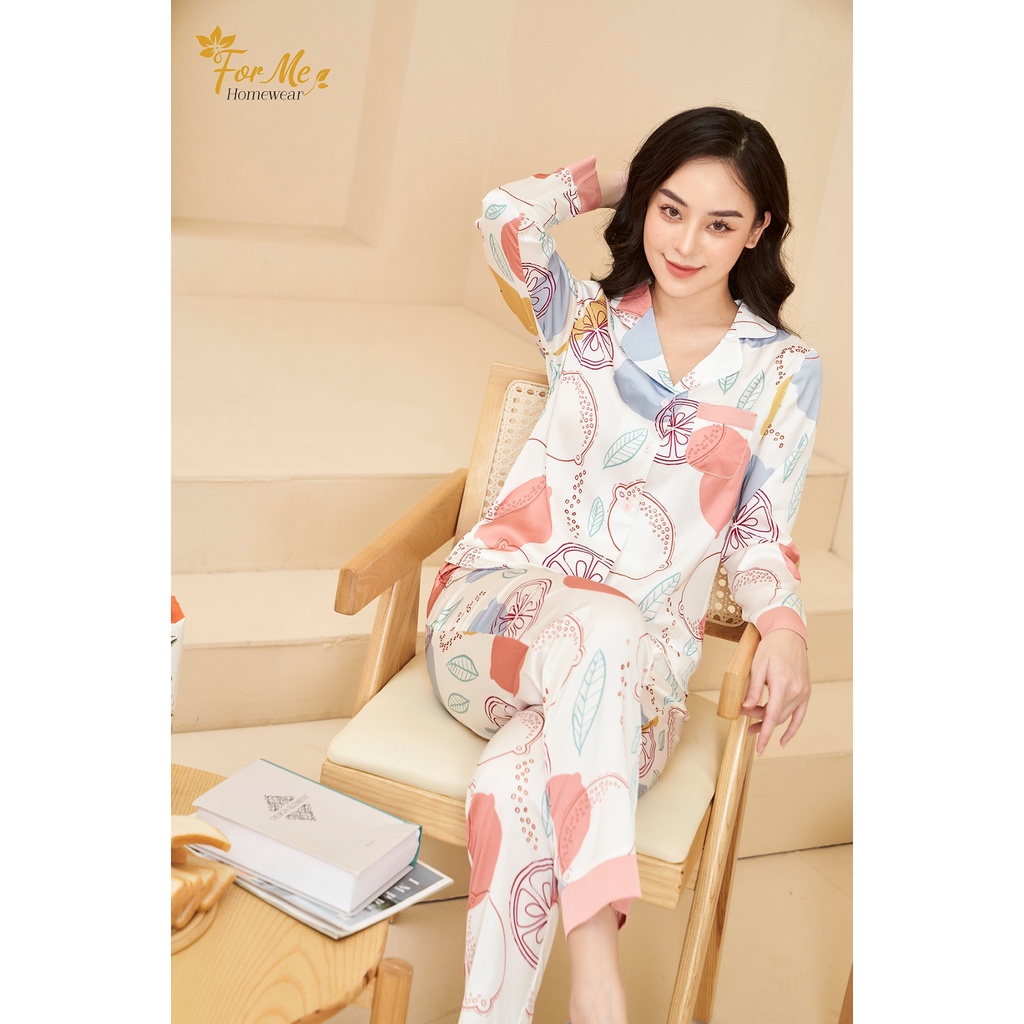 Bộ đồ ngủ, mặc nhà chất Lụa Giấy Luxury kiểu dáng dài tay ROMANTIC 04 ,forme pijama