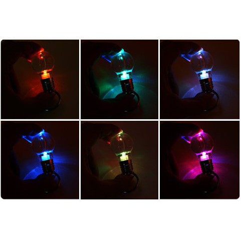 Móc chìa khóa bóng đèn led đầy màu sắc tự động phát sáng