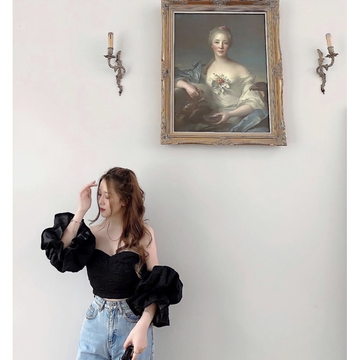 Áo Cup Ngực Gấm Hoa Tay Phồng