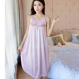Đầm (Váy) ngủ nữ 2 dây phi lụa mềm mại thoáng mát co giãn SX576