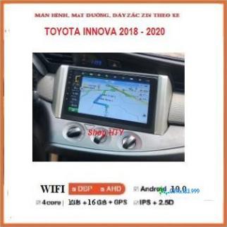 Bộ Màn hình androi+ mặt dưỡng cho xe TOYOTA INNOVA 2018-2020,Đầu DVD toyota lắp zin cho Innova có giắc zin đi kèm.