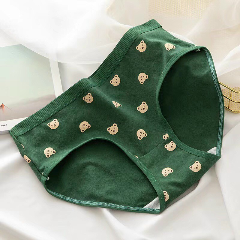 Set 5 quần lót gấu, quần chip nữ cute, cotton co giãn 4 chiều kháng khuẩn.