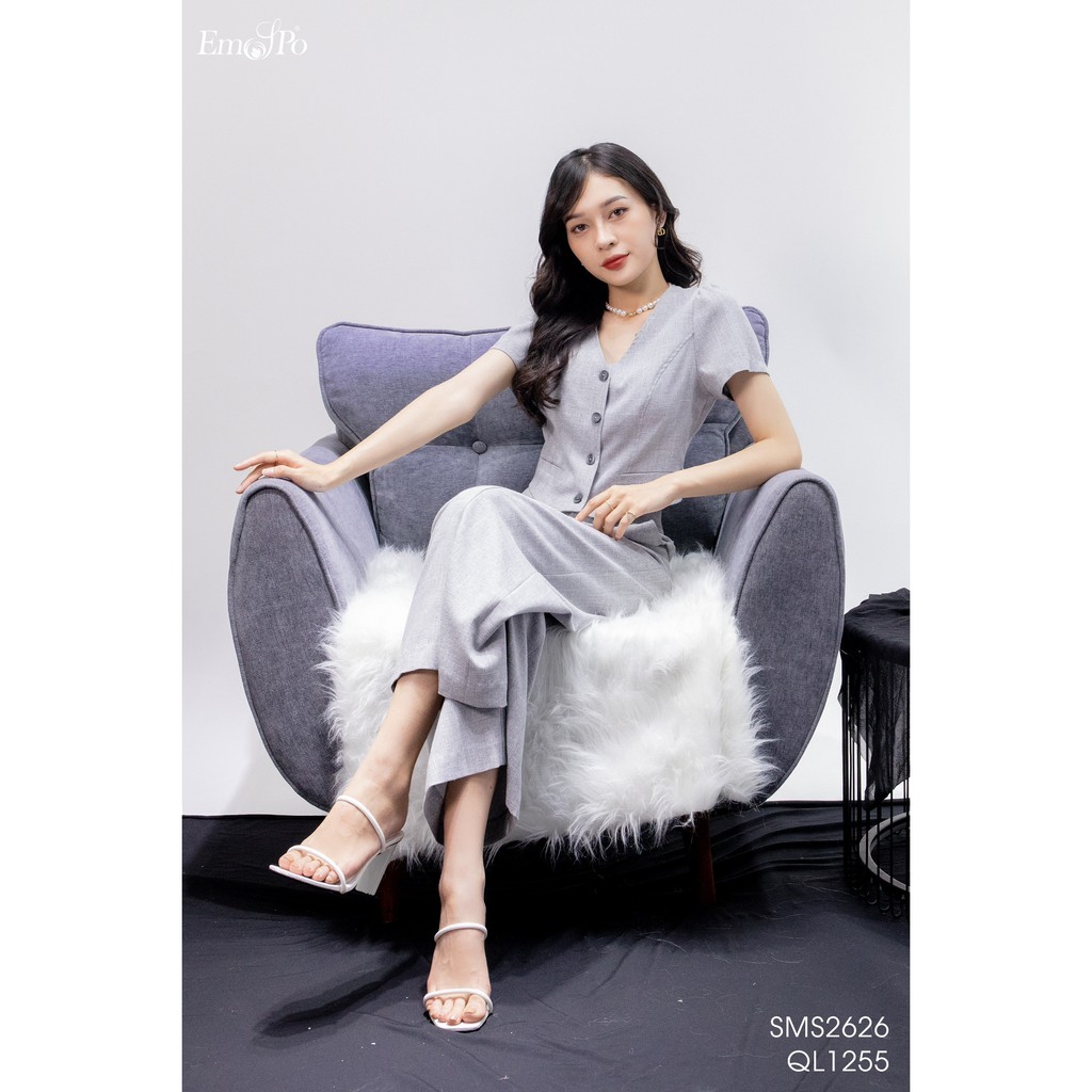 Áo sơ mi cổ tim, cài cúc, túi giả Emspo SMS2626