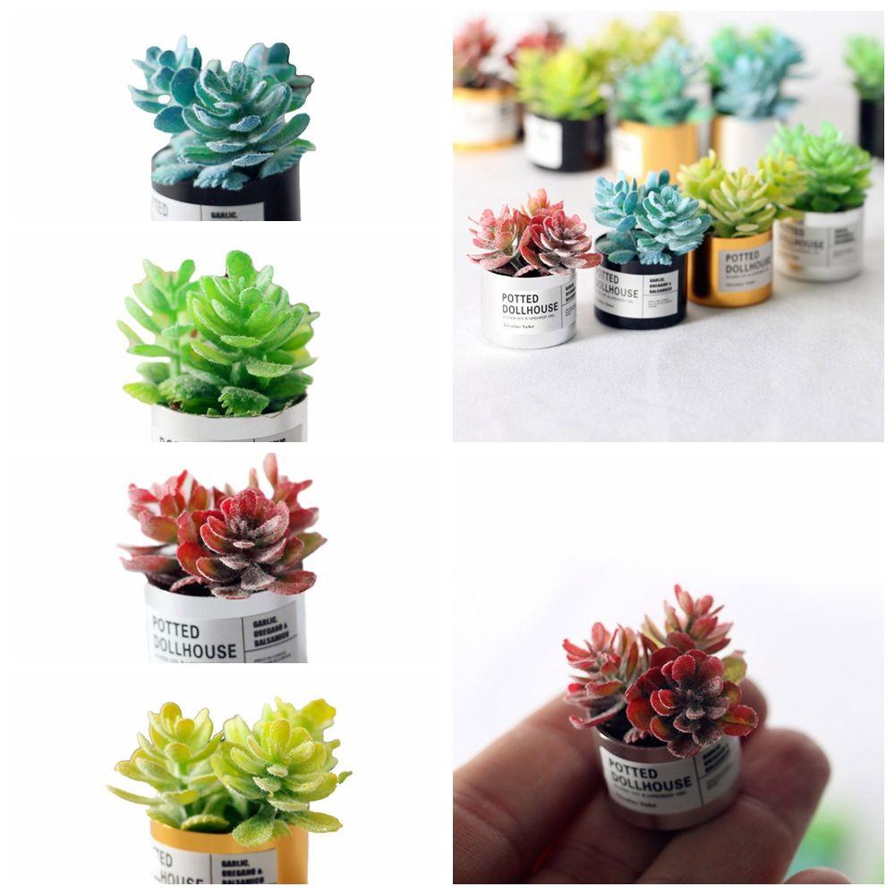 Bộ 4 Chậu Cây Mini Dùng Trang Trí Nhà Búp Bê