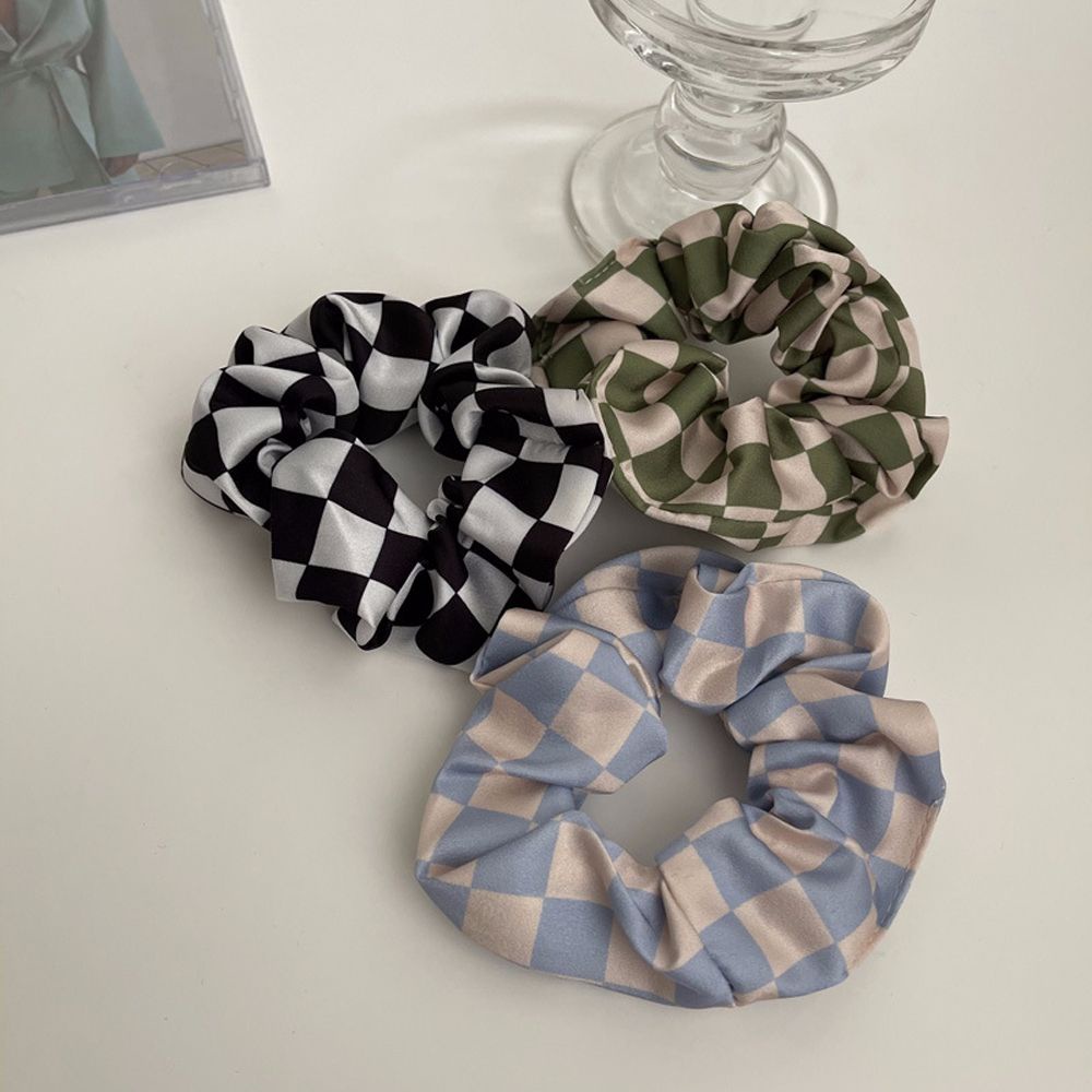 Dây Cột Tóc Bản Rộng Co Giãn Kẻ Sọc Caro Nhiều Màu Tùy Chỉnh Phong Cách Hàn Quốc Cổ Điển Cho Nữ