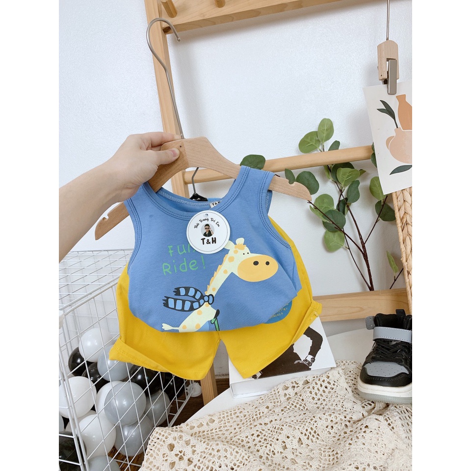 Mẫu 3 Lỗ Huơu Cao Cổ Cho Bé Trai, Chất Thun Cotton Sát Nách Trẻ Em MiDu Kid