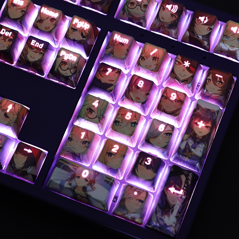 Genshin Impact Keycap Cherry Profile Anime Truyền ánh sáng PBT DYE SUB Bàn phím cơ keycaps