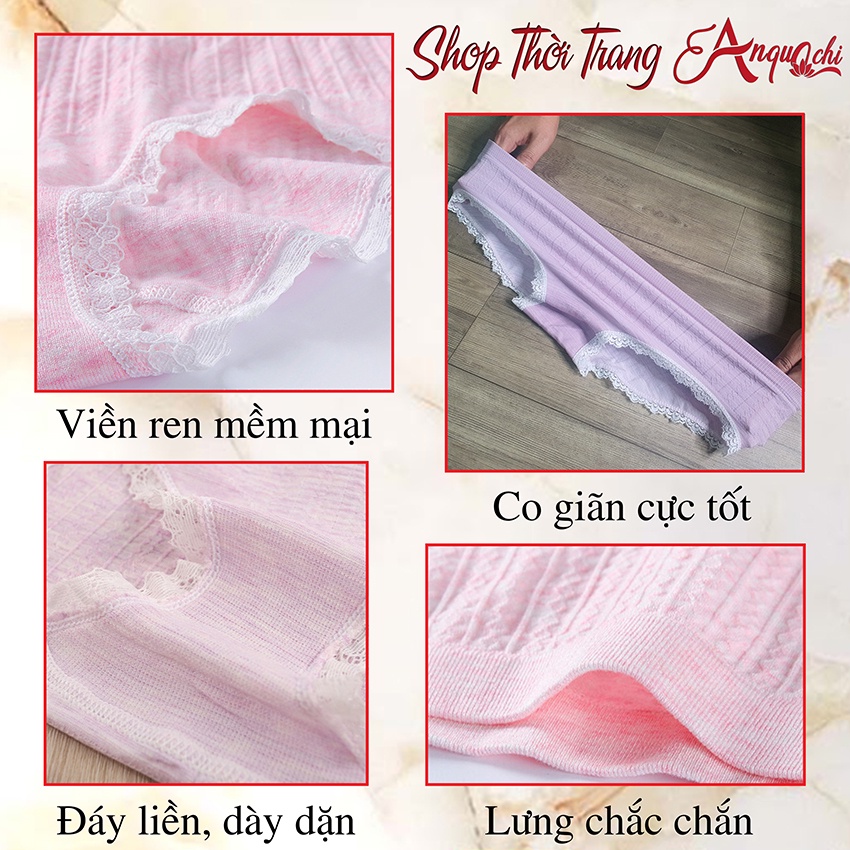 Quần lót nữ cao cấp sexy chất cotton kháng khuẩn viền ren freesize 65Kg đổ lại, Hàng Quảng Châu đẹp L004 - Anquachi | BigBuy360 - bigbuy360.vn