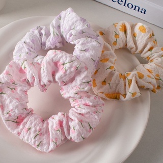 Scrunchies vải xốp cột tóc buộc tóc hoa nhí vải mềm mịn Miihu