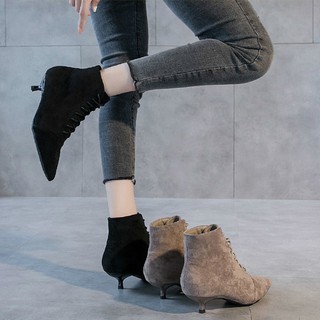 Giày Boots gót thấp 3cm thời trang thu đông dành cho nữ