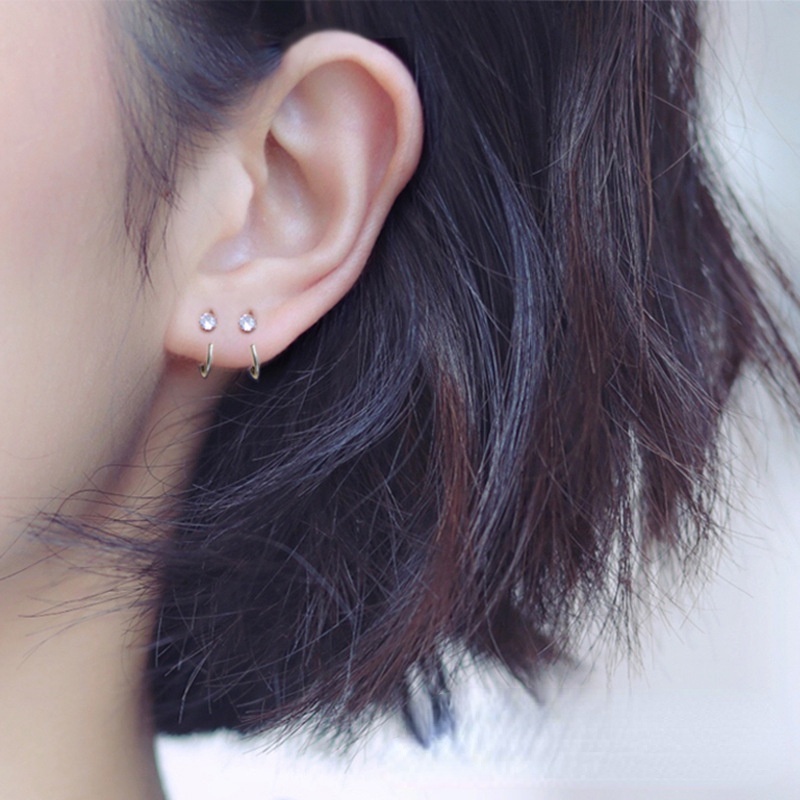 1 Khuyên Tai Tròn Mạ Bạc S925 Không Gây Dị Ứng