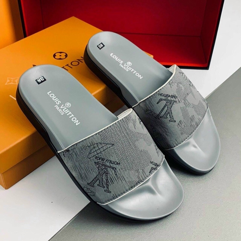 Dép Lê nam LV đế đúc quai da tay chiều cao hàng Fullbox.