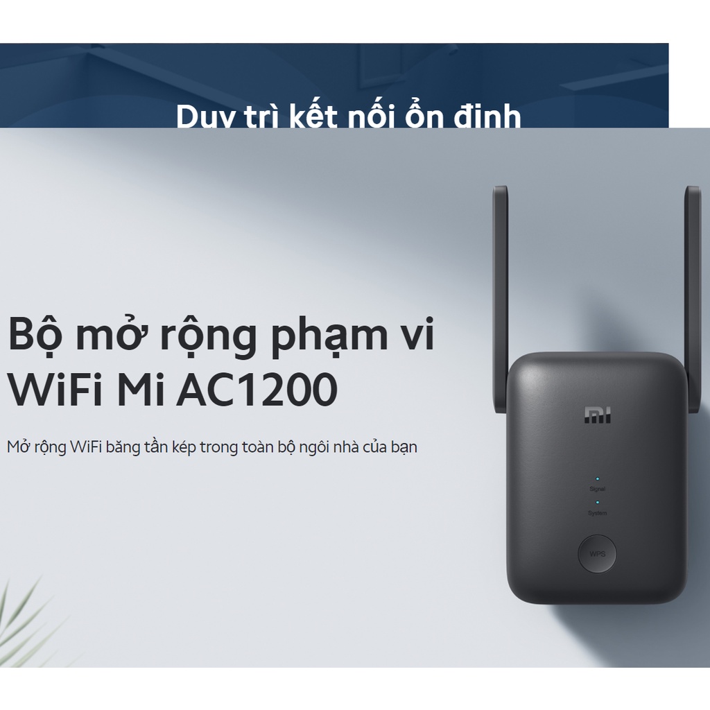 [Mã ELMALL10 giảm 10% đơn 500K] Kích sóng Wifi Xiaomi Mi WiFi Range Extender AC1200 EU, có cổng Lan