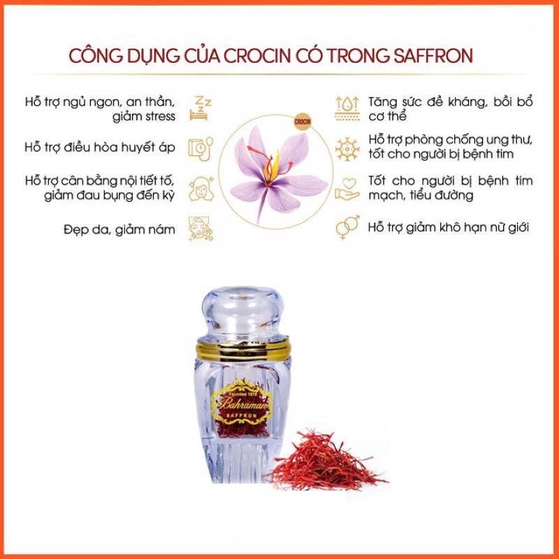 3.0 gram Hoa Nghệ Tây Saffron Bahraman Tây Á