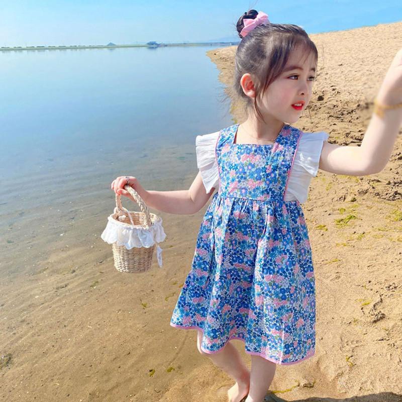 Đầm Hoa Hở Lưng Thắt Nơ Phong Cách Hàn Quốc Cho Bé Gái