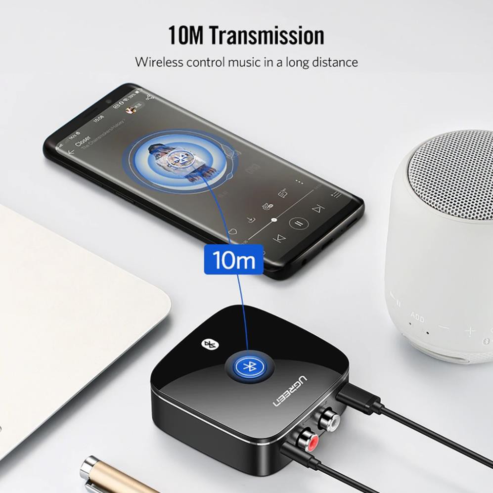 Bộ Thu Bluetooth 4.2 Cho Loa Amply UGREEN 40759 | Hỗ trợ 3.5mm & 2RCA - Hàng Chính Hãng