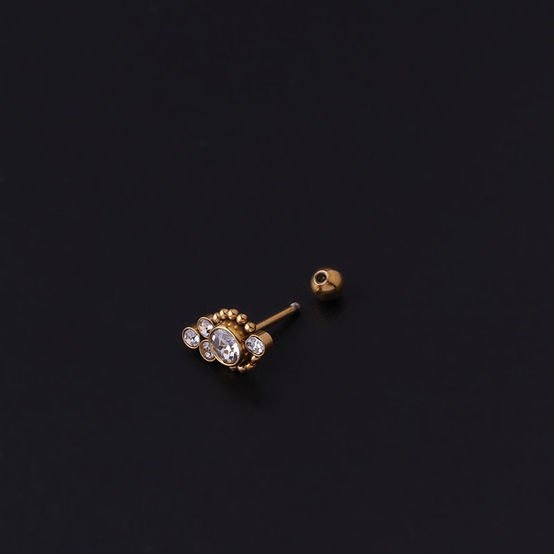 1 Khuyên Tai Hình Học Bằng Thép Không Gỉ Đính Đá Zircon