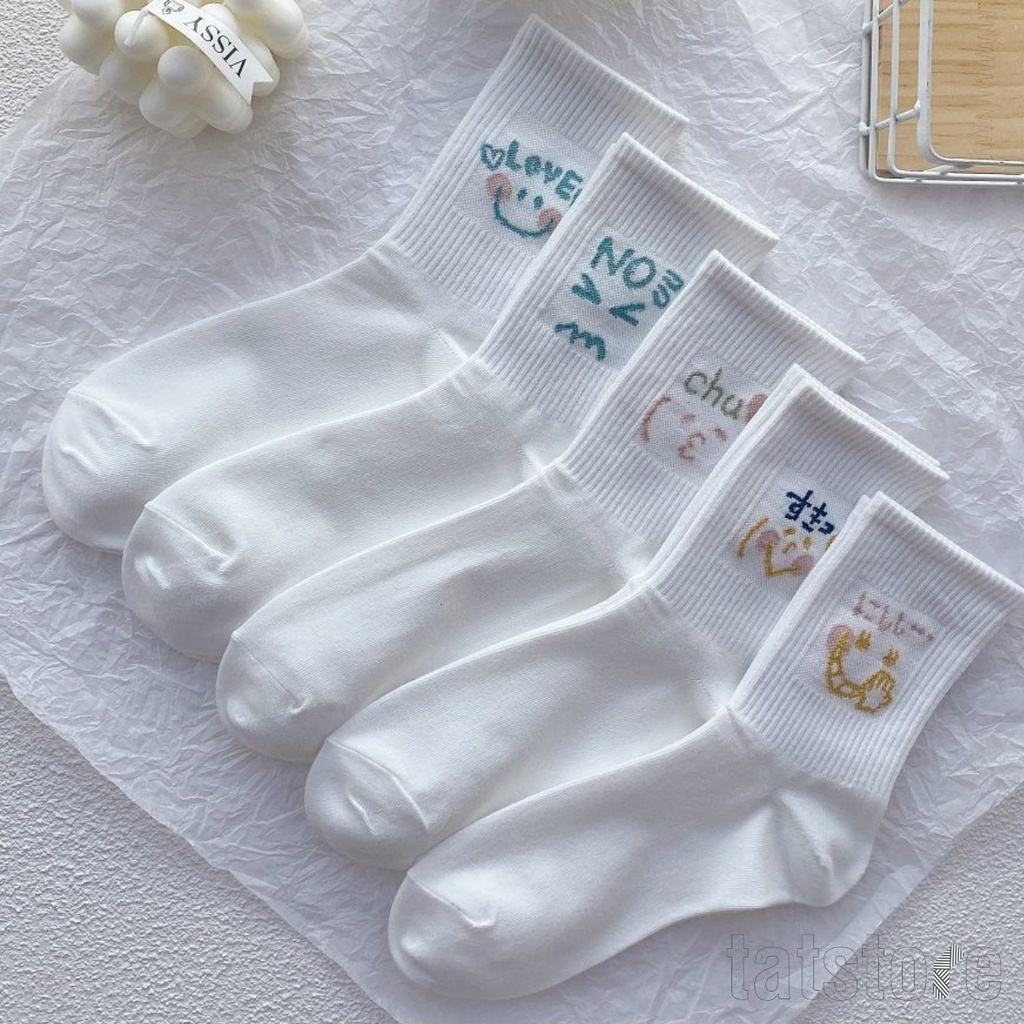 Tất nữ bít tất nữ màu trắng Hàn Quốc siêu cute nhiều biểu cảm tinh nghịch đáng yêu TẤT STORE 8CCF5