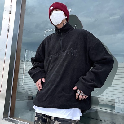 Áo Sweater Nỉ Lông Có Khóa Cổ Cao Cấp Unisex Siêu Ngầu