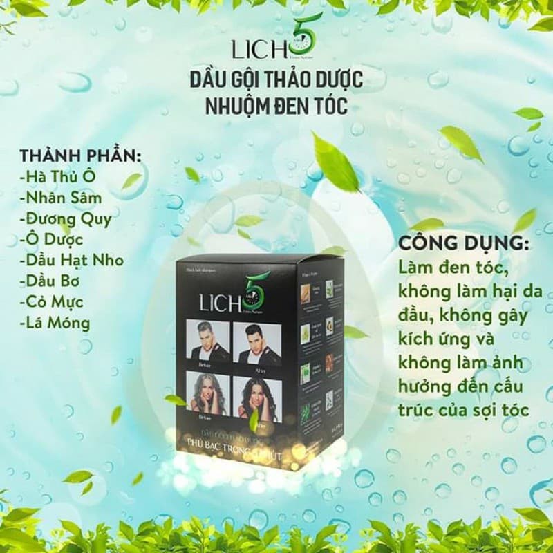 Dầu Gội Nhuộm Tóc Thảo Dược Lich5 Hộp 10 gói