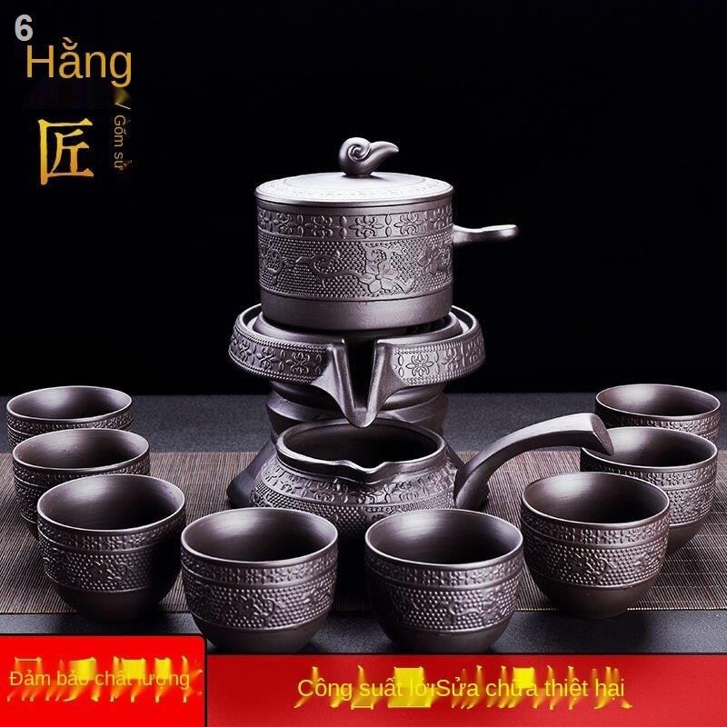 Liên tục thợ thủ công màu tím lười biếng trà phù hợp với toàn bộ đá tự động xoay ấm kung fu tách hộ gia đình