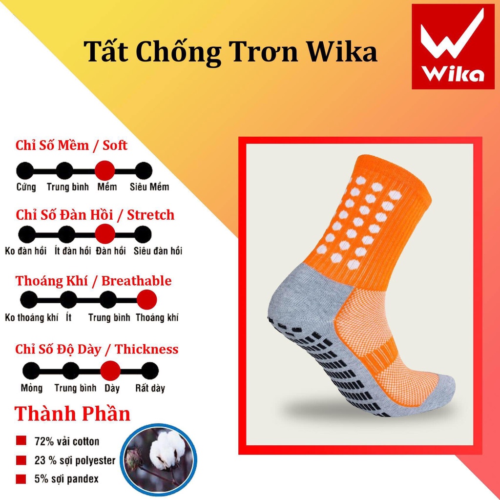 Tất Bóng Đá Chống Trơn WIKA Thiết Kế Thun Sọc Dày Dặn Ôm Chân, Bảo Vệ Trong Quá Trình Tập Luyện TATCT