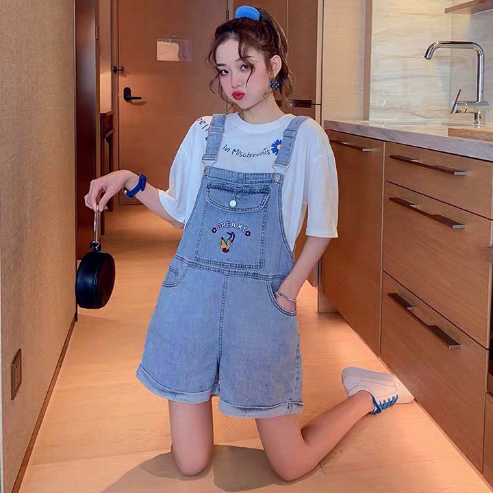 [HÀNG XỊN_CÓ TẶNG QUÀ] Quần yếm jean ngắn nữ Dream vải dày, phong cách Hàn Quốc YS12 tặng kèm quà trị giá 20k