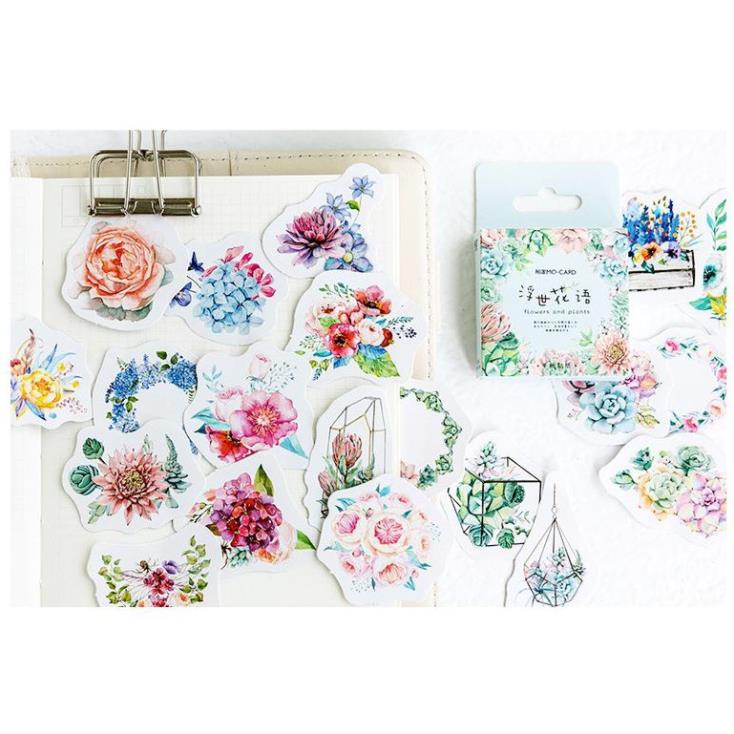 Bộ 45 Sticker Hàn Quốc hình hoa đẹp dán trang trí E02