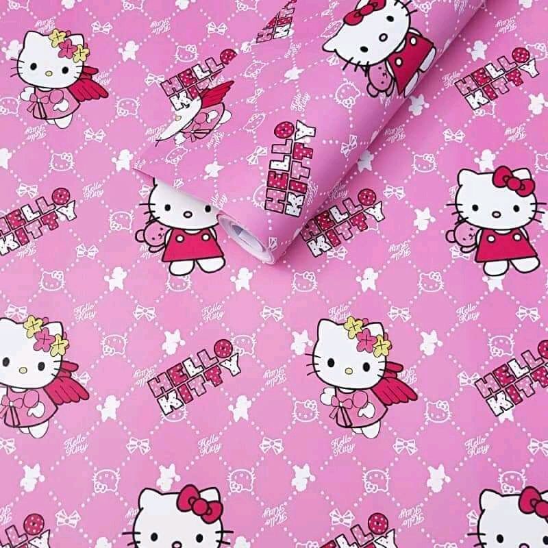 10 Mét Giấy Dán Tường Đoremon, Kitty, Họa Tiết... có sẵn keo khổ 45cm