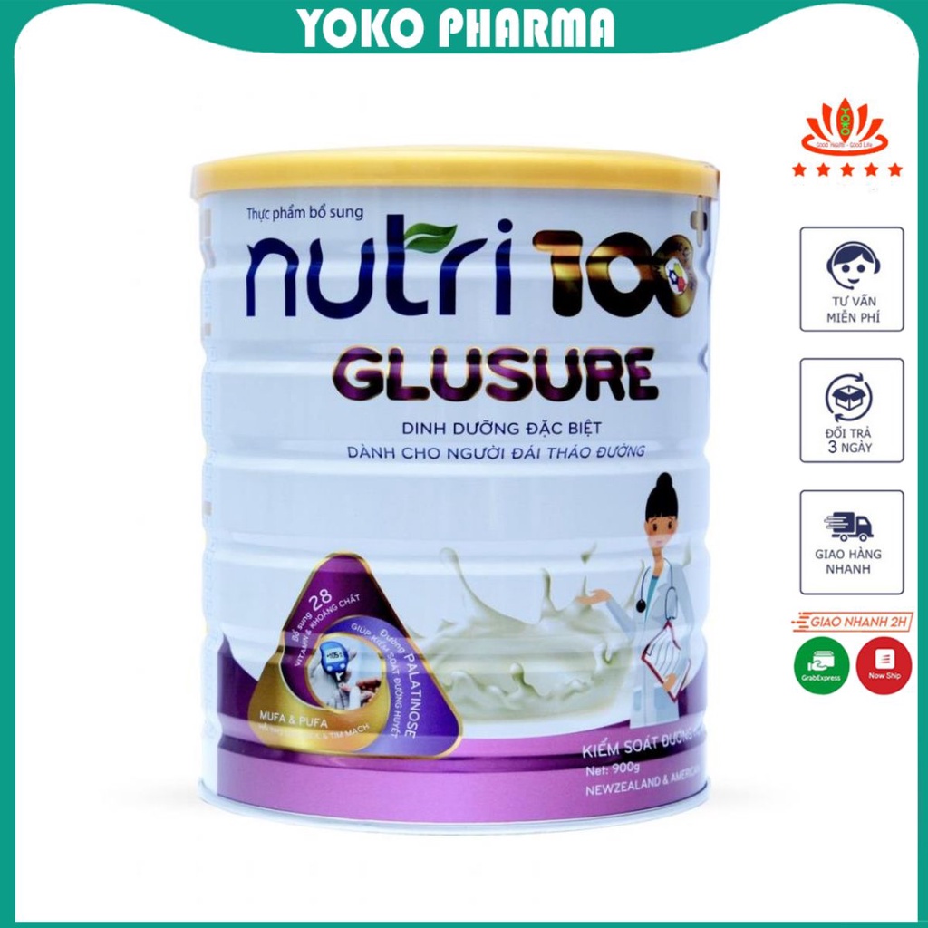 Sữa bột dinh dưỡng cho người tiểu đường NUTRI 100+ Glusure 900g