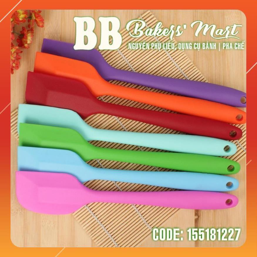 1 MÀU LỚN 28cm - CÂY PHỚI VÉT Spatula dẹt trộn bột silicone đúc liền 1 MÀU (GIAO MÀU SẮC NGẪU NHIÊN)