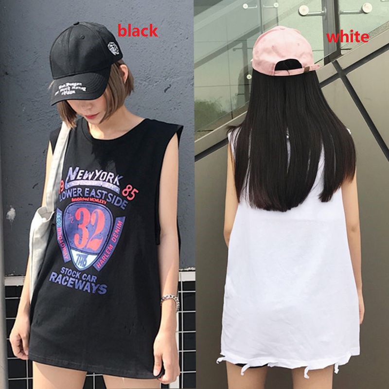 Áo sát nách khoét sâu thiết kế phối hoạ tiết in cá tính cho nữ | BigBuy360 - bigbuy360.vn