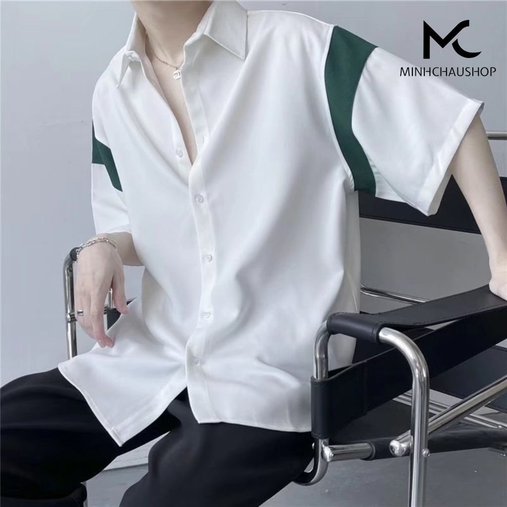 Áo Sơ Mi Nam Sanminhchau Áo Sơ Mi Tay Lỡ Form Rộng Phối Màu Chất Lụa Hàn Mềm Mại Thoáng Mát Thấm Hút Mồ Hôi Asm 45