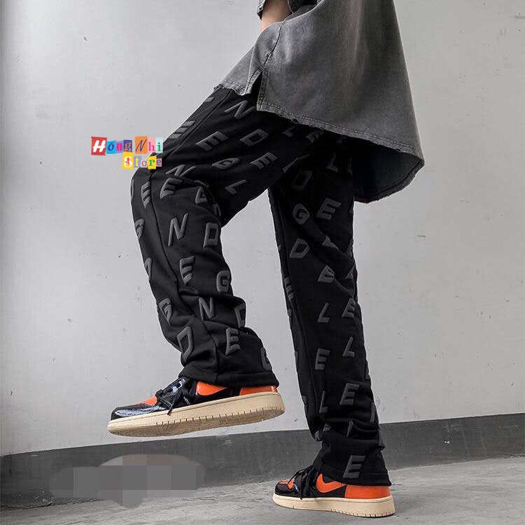Quần Jogger 3D Ulzzang Unisex Jogger Chữ Cái Dây Rút Lai Ống Rộng V2 - MM