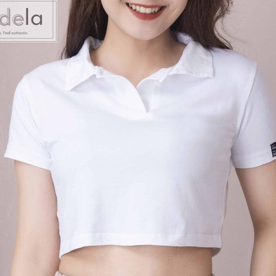 Áo croptop nữ Polo có cổ tay ngắn dáng ôm MADELA, Croptop nữ kiểu cổ đức, áo crt ôm tay ngắn HOT TREND - ACTN01