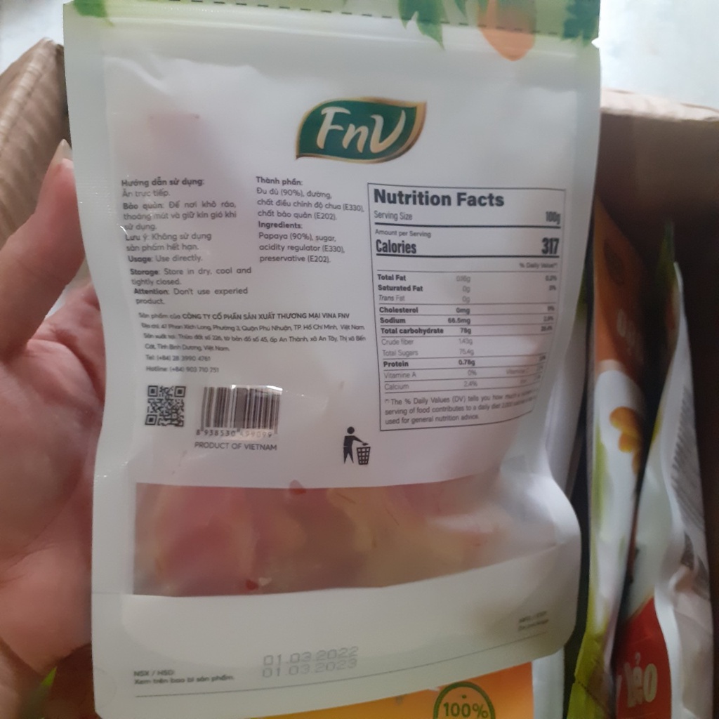 TRÁI CÂY SẤY DẺO TỰ NHIÊN FNV GÓI 100G