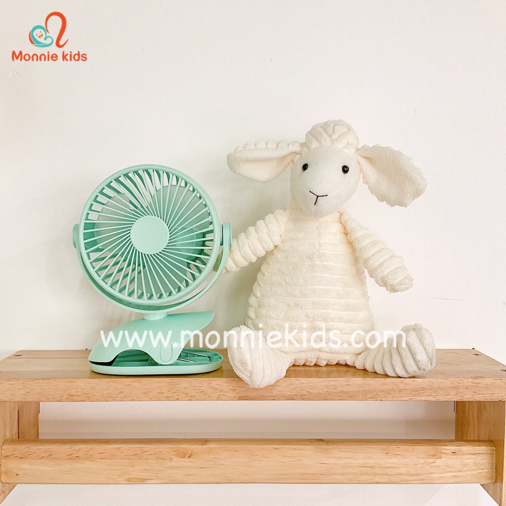 Quạt kẹp xe đẩy mini cho bé Monmon 10000mA, quạt kẹp tích điện nhỏ gọn - Monnie Kids