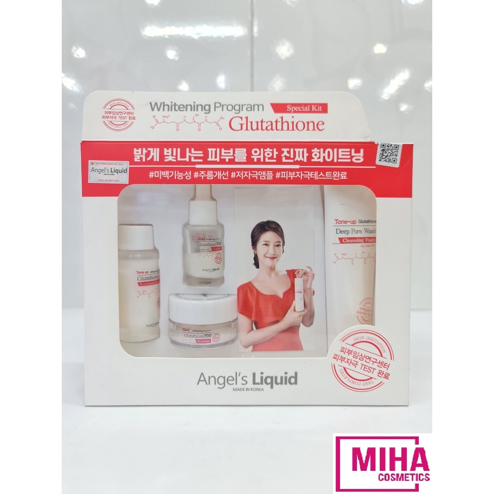 Bộ 4 Sản Phẩm Dưỡng Trắng Da Angels Liquid 7 Day Whitening Program Glutathione Special Kit Hàn Quốc