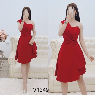 Váy suông đỏ bèo eo dây ngọc vai V1349 - Modish and Chic phân phối chính thức