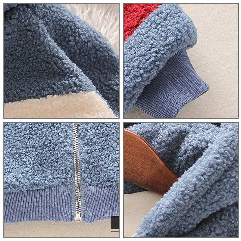 Áo khoác len dày IQ ANGEL ấm áp thời trang phối màu tương phản cho bé gái