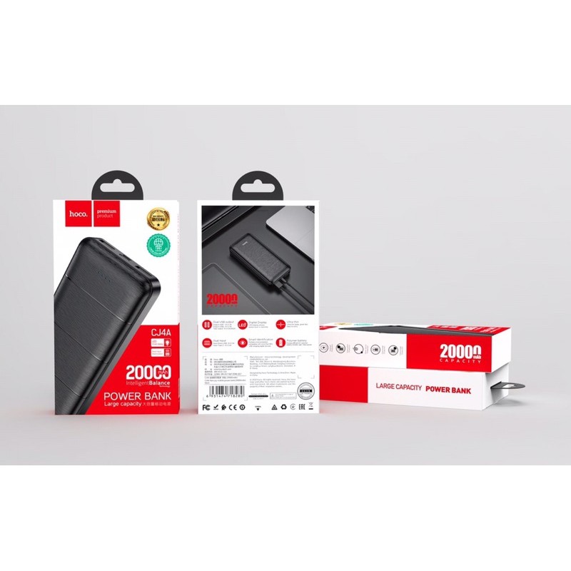 Pin sạc sự phòng Hoco CJ4/CJ4A dung lượng 10000mAh/20.000mah 2 cổng USB và Type-C  hỗ trợ sạc nhanh, có đèn LED báo sạc