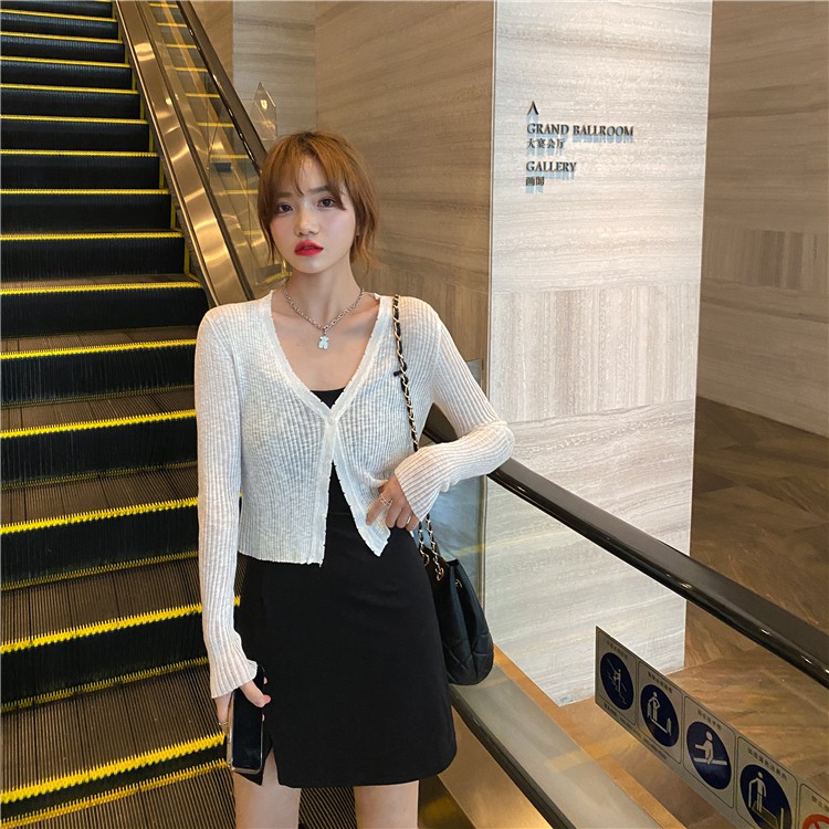 Áo Khoác Cardigan Dệt Kim Tay Dài Thời Trang Mùa Hè