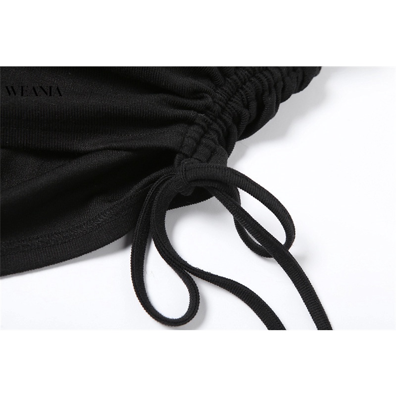 Chân Váy Lưng Cao Phối Dây Rút Quyến Rũ Thời Trang Cho Nữ