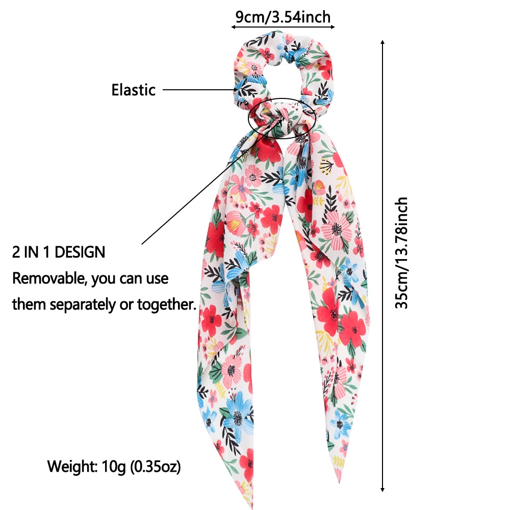 Dây cột tóc phối ruy băng thắt nơ dài in họa tiết hoa phong cách du mục thời trang cho nữ