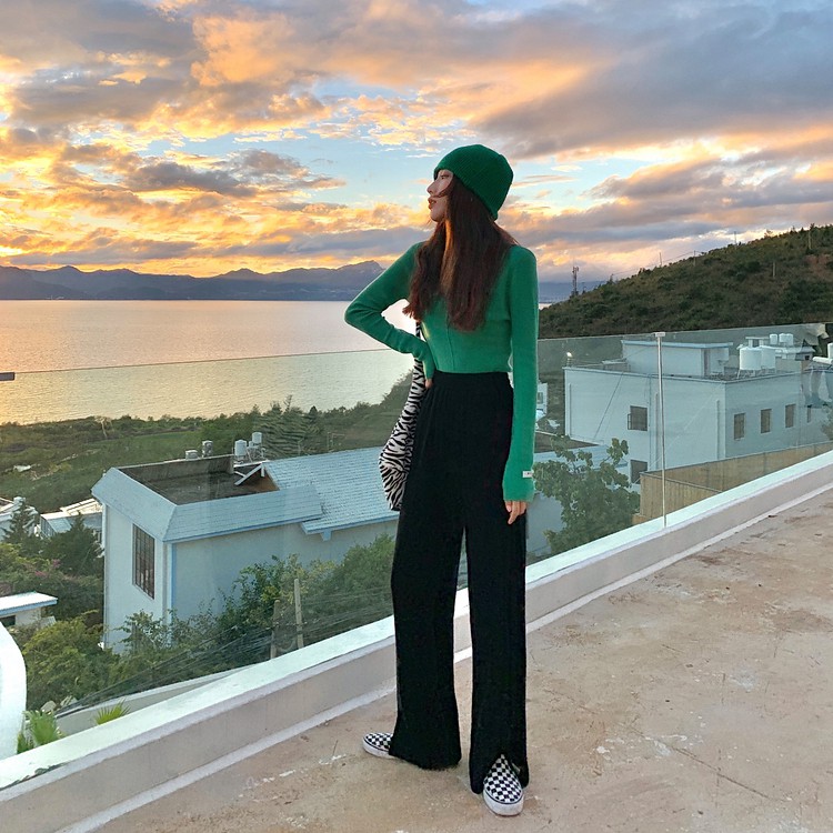 Quần Thể Thao Xiaozhainv Lưng Cao Xẻ Ống Phong Cách Hàn Quốc Dành Cho Nữ | BigBuy360 - bigbuy360.vn