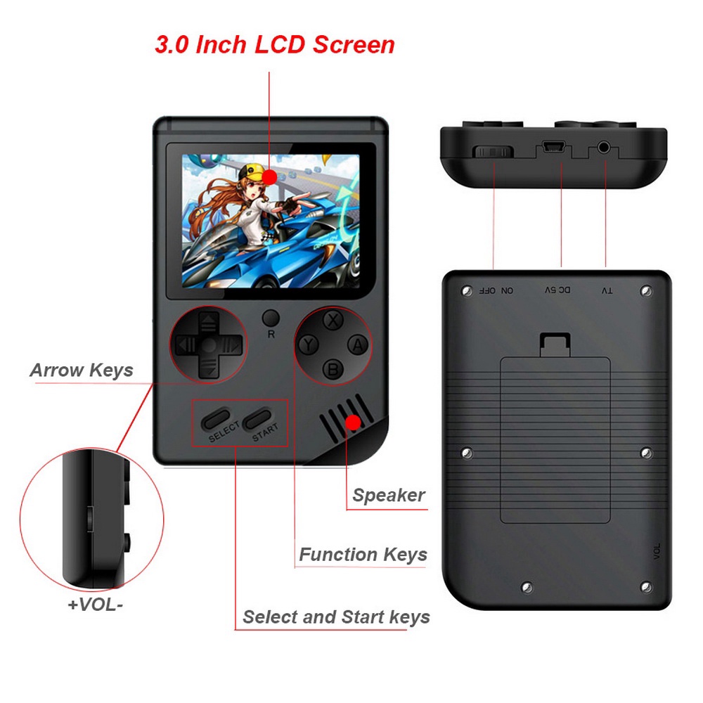 Máy Chơi Game Cầm Tay Cổ Điển 400 Trong 1 8 Bit