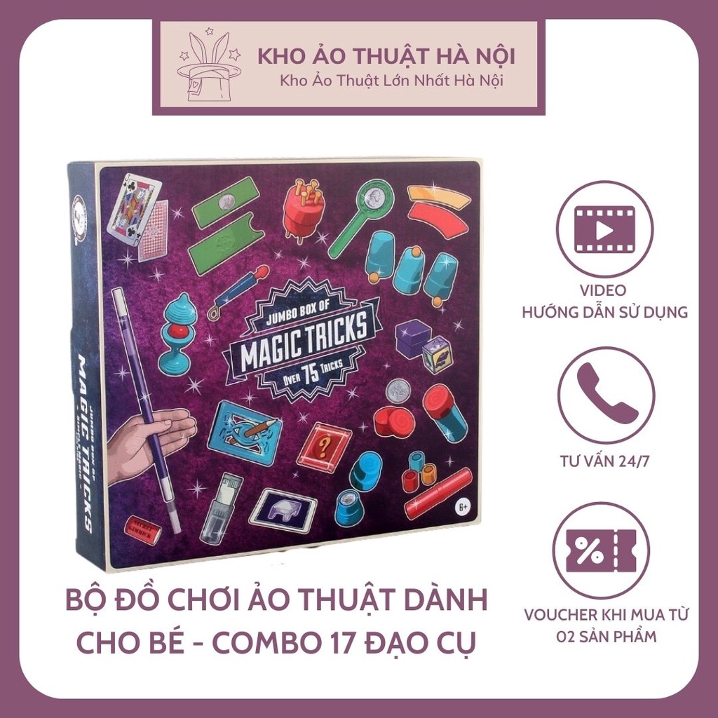 Combo Đạo Cụ Ảo Thuật Nhập Khẩu Hơn 75 Trò Ảo Thuật,Đồ Chơi Giáo Dục, Trí Tuệ, Phát Triển Kỹ Năng, Quà Tặng Cho Bé